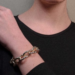 Diva - Zapestnica z zlatimi brušenimi glidi -  rumena