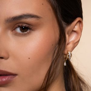 Shapes - Uhani trojne rinke s cirkoni - rumene