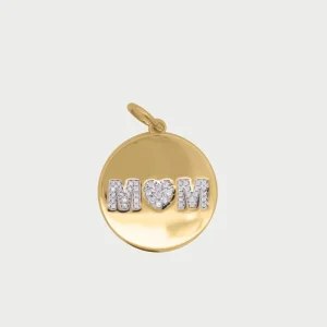 CHARM BAR obesek medaljon MOM s cirkoni - rumen