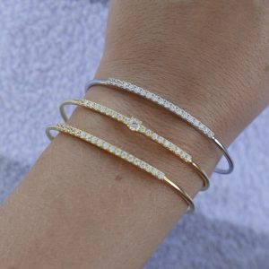 Sim Pop - Zapestnica bangle s cirkoni - rumena