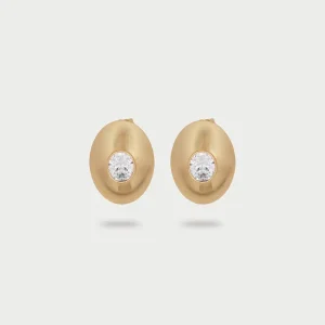 ALMA uhani Oval Cut s cirkonom - rumeni