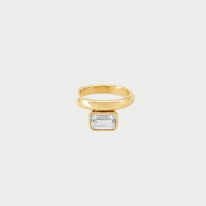 IRIS - Uhan earcuff s cirkonom Emerald cut - rumen