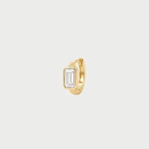 IRIS - Mono uhan Mini Hoop s cirkonom Emerald cut - rumen
