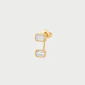 IRIS - Mono uhan Double s cirkonom Emerald cut - rumen